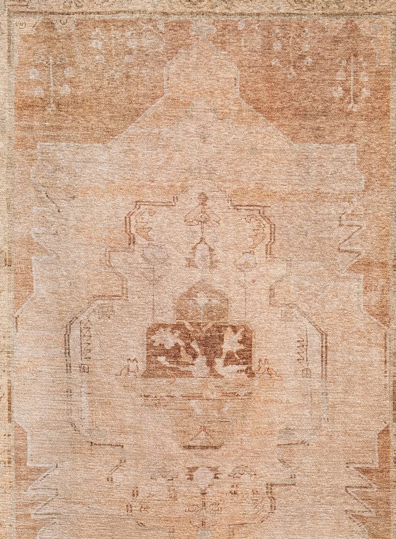 Sabine Cream and Rust Medallion Washable Runner Rug