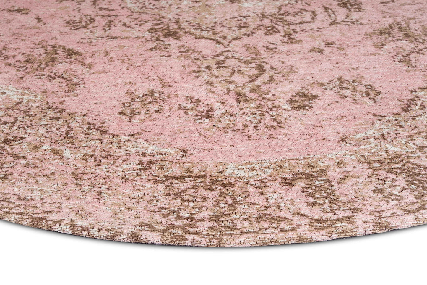 Sahara Turkish Style Pink Distressed Medallion Round Rug