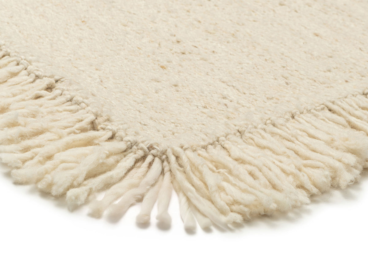 Sancha Cream Handmade Wool Fringe Rug