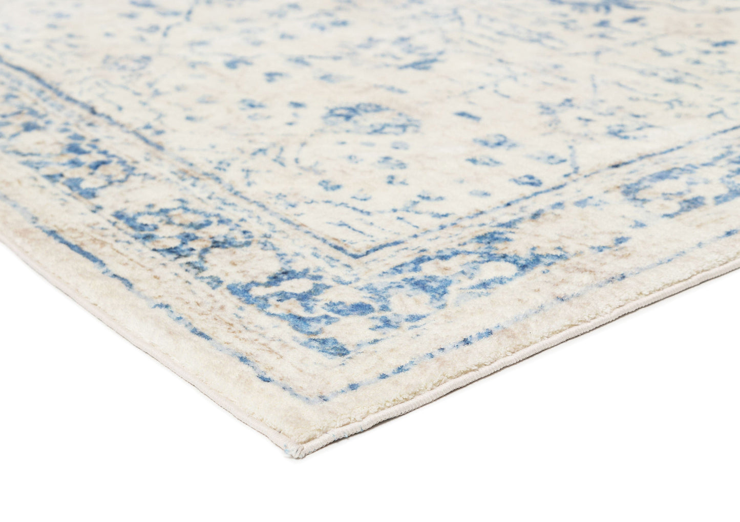 Sarafina Blue and Grey Distressed Washable Rug