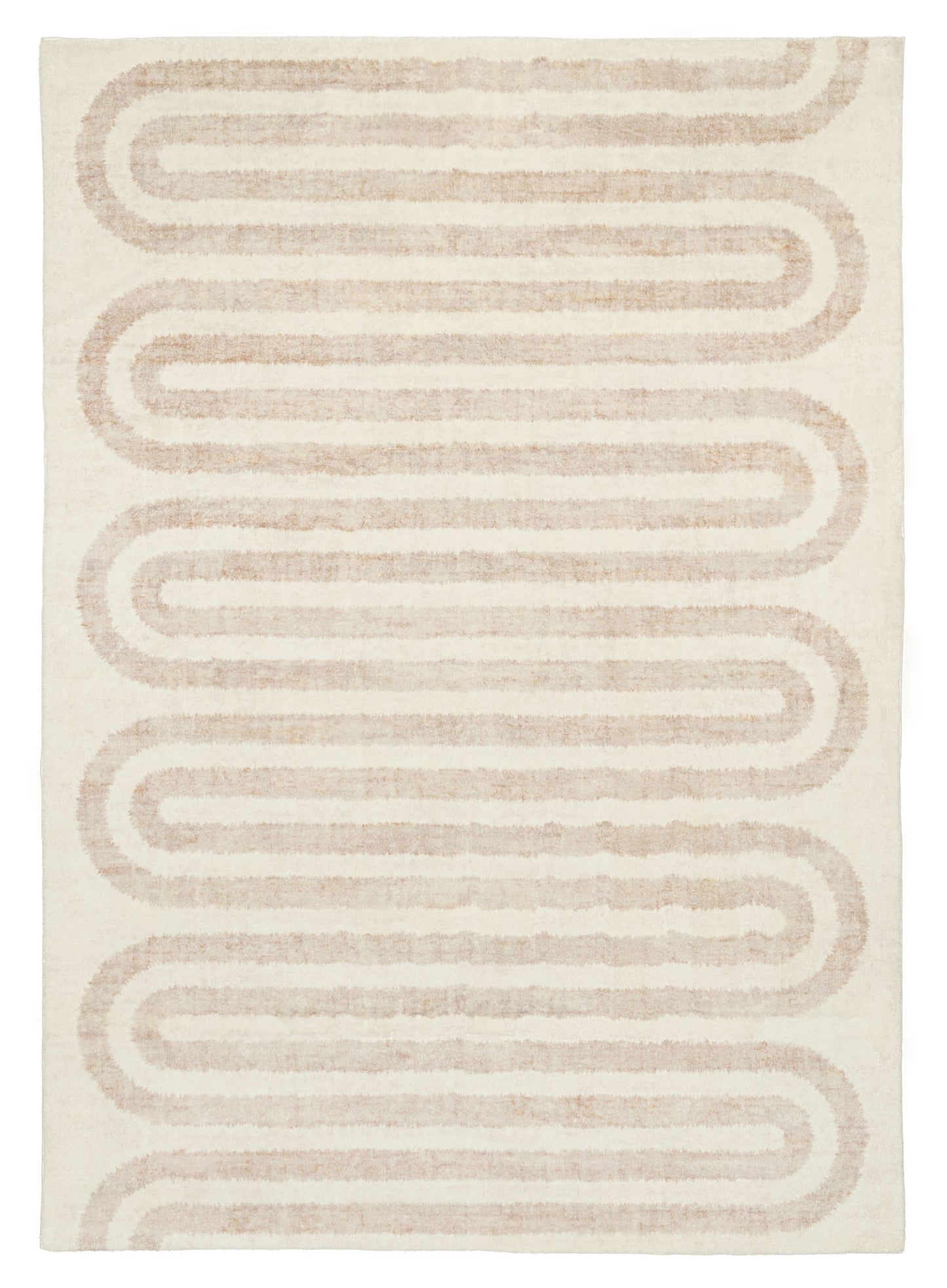 Sargola Ivory Curve Pattern Washable Rug