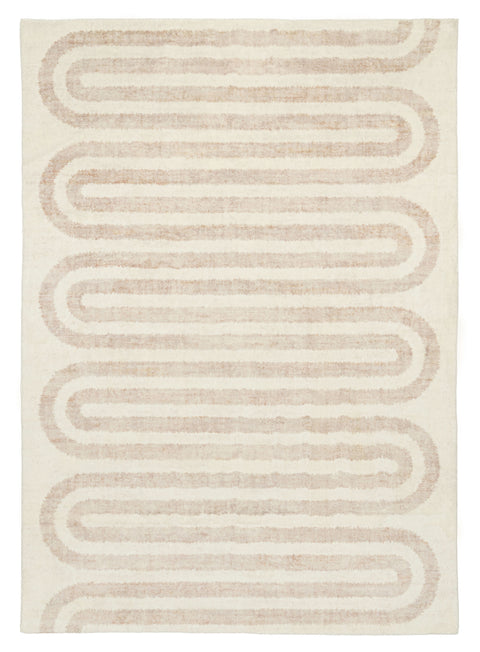 Sargola Ivory Curve Pattern Washable Rug