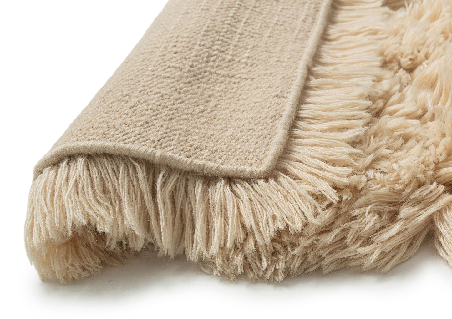 Savita Oat Sculptural Wool Shag Rug