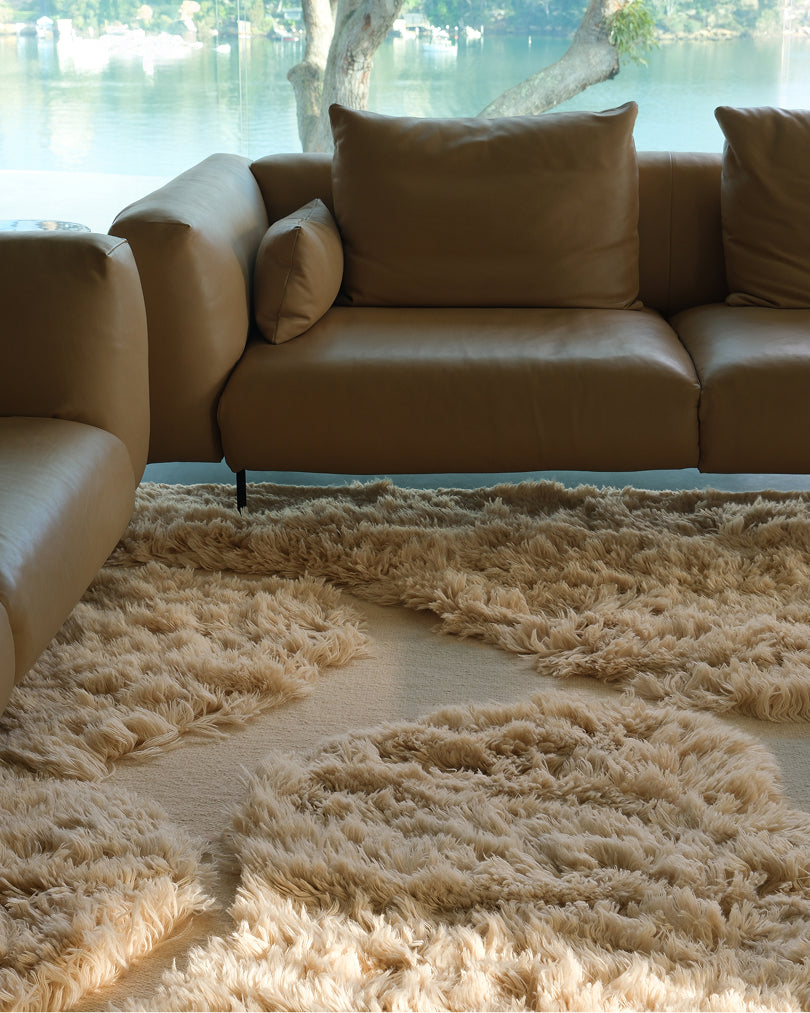 Savita Oat Sculptural Wool Shag Rug