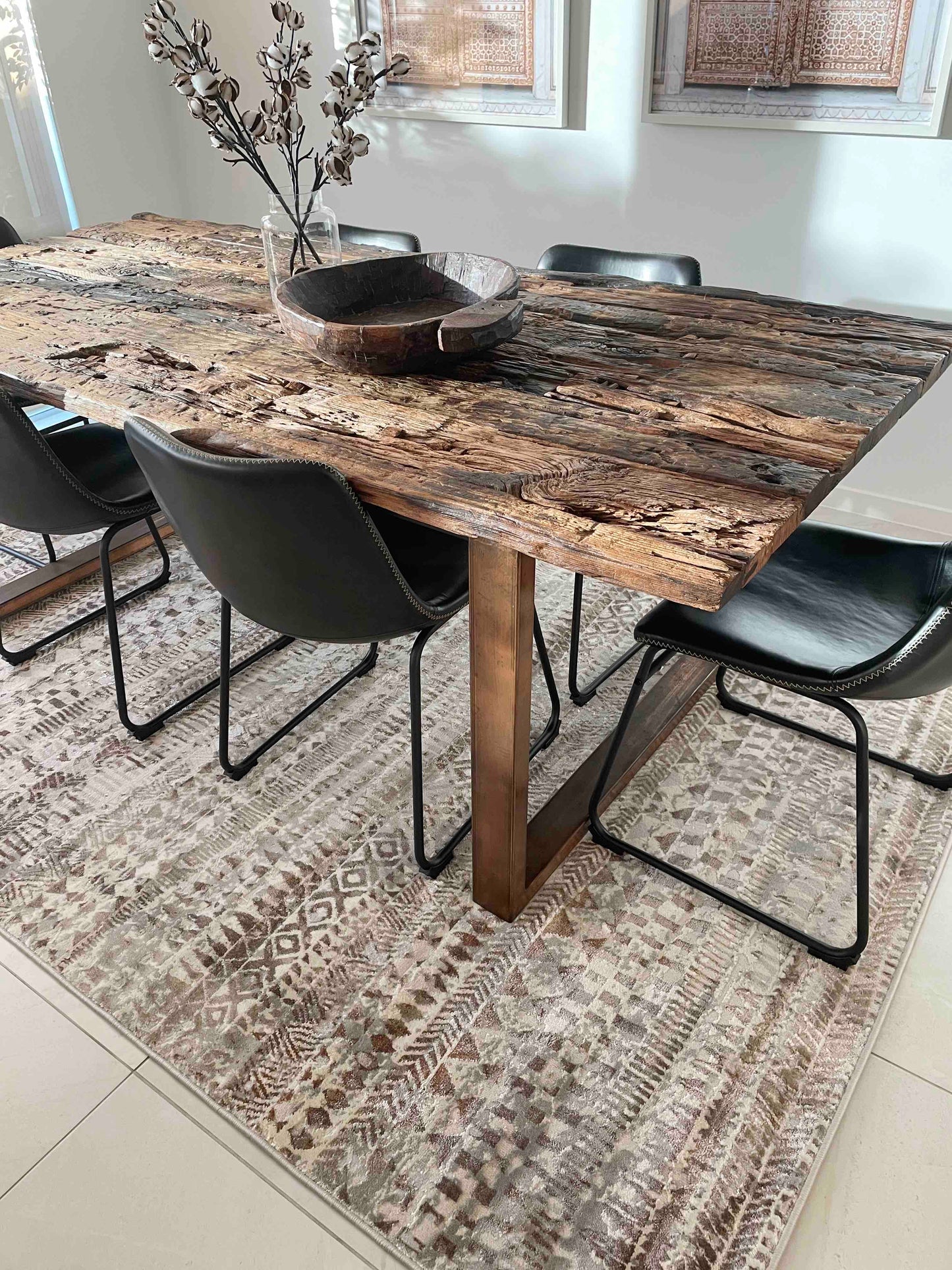 Selma Brown Grey And Ivory Distressed Tribal Rug *NO RETURNS UNLESS FAULTY