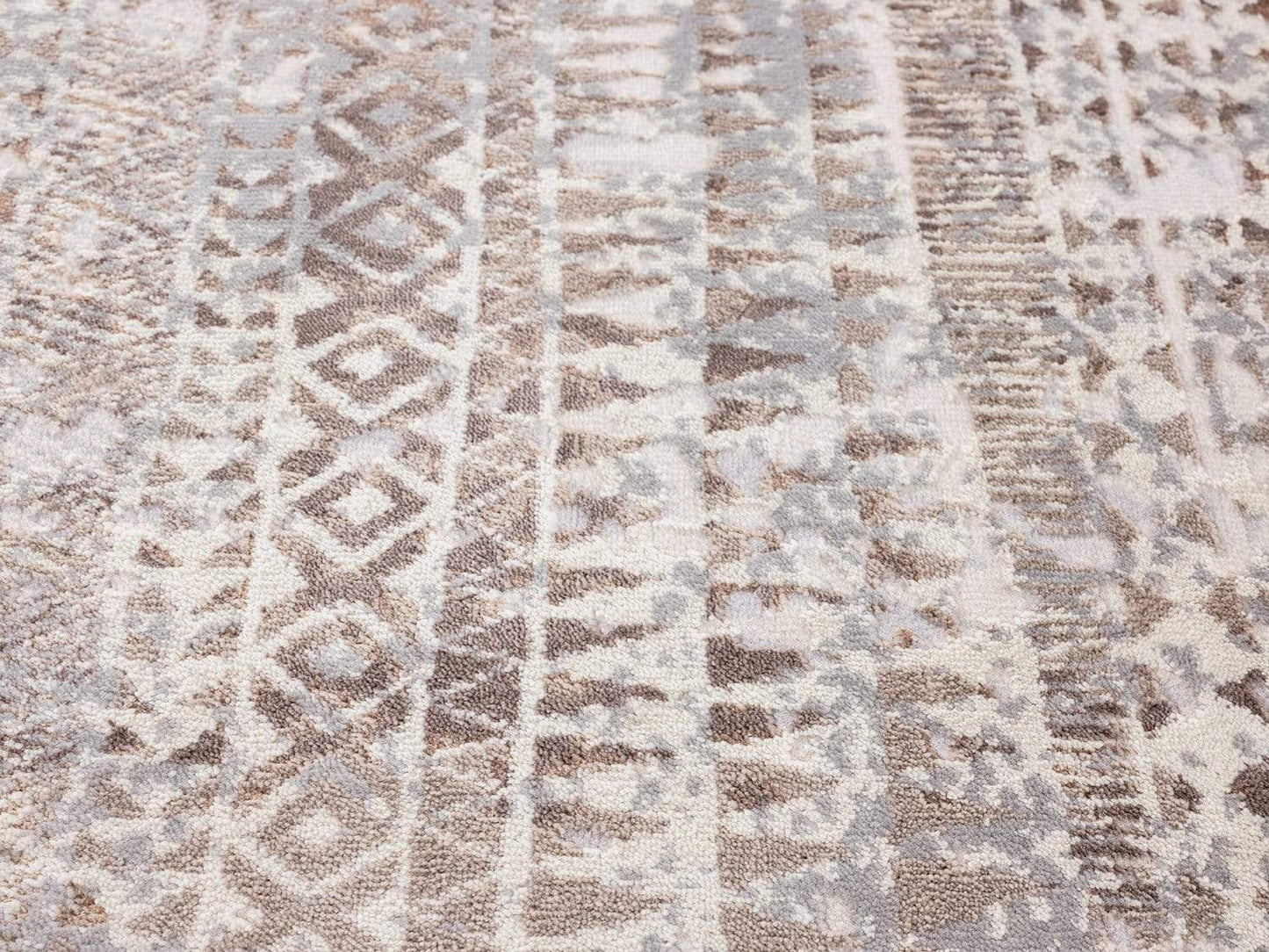 Selma Brown Grey And Ivory Distressed Tribal Rug *NO RETURNS UNLESS FAULTY