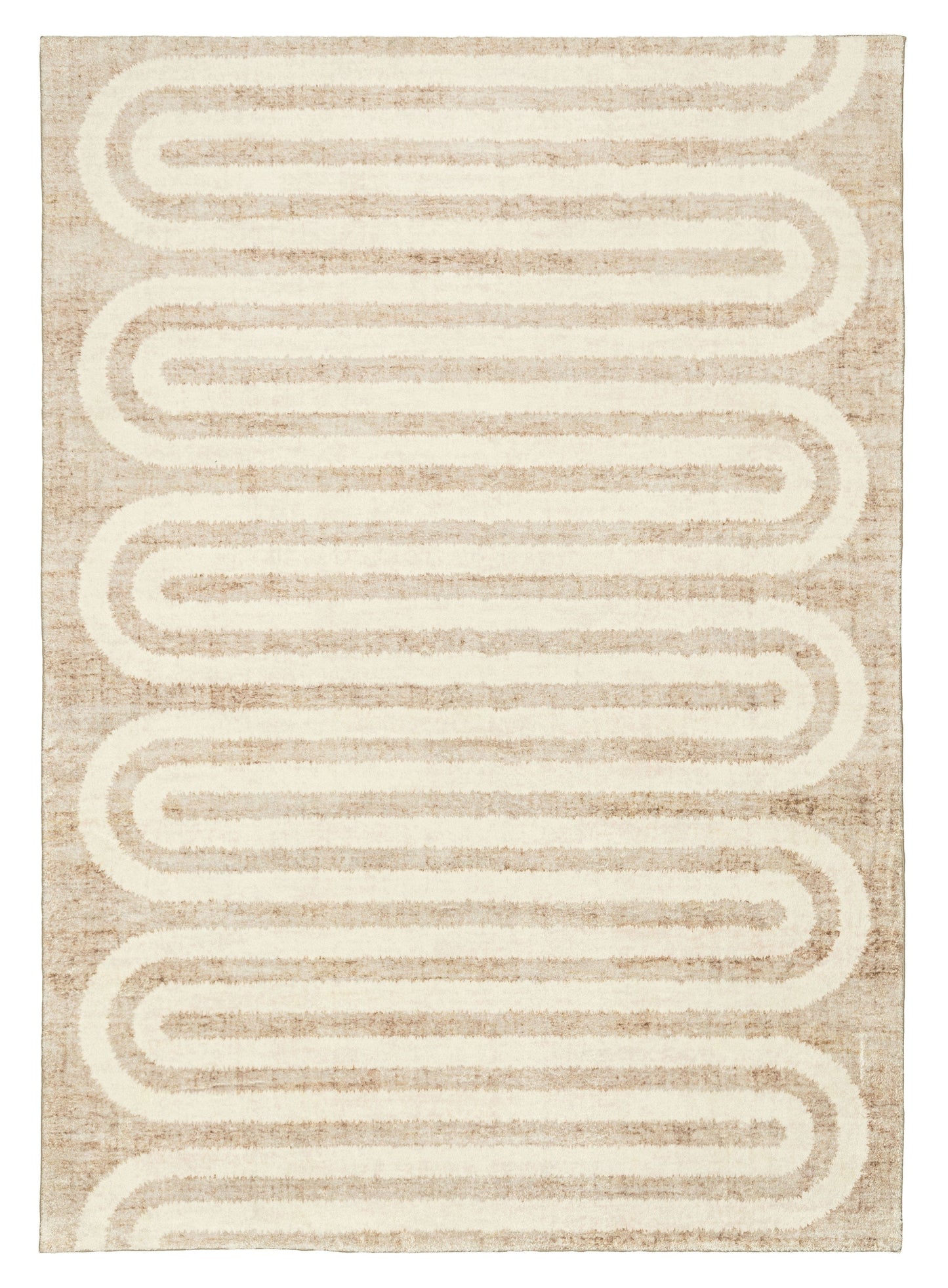 Sloan Beige Curve Pattern Washable Rug