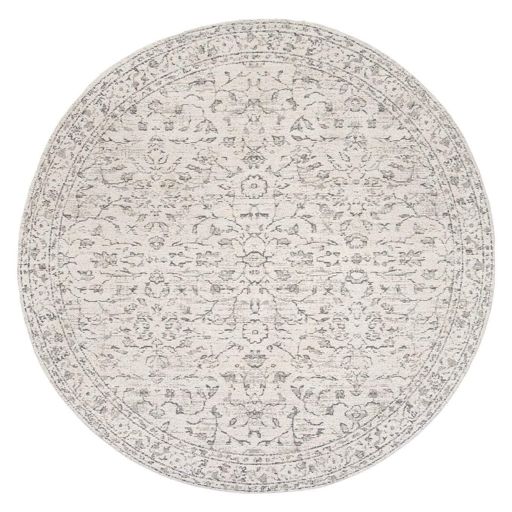 Sonia Beige and Grey Floral Pattern Round Rug