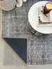 Sorra Blue and Brown Traditional Distressed Washable Rug