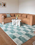 Steffi Green Checkered Washable Rug