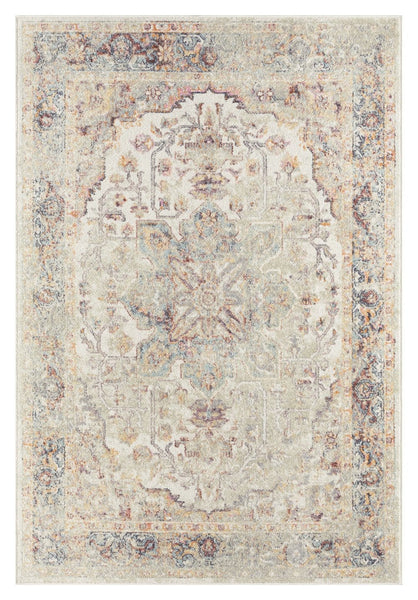 Summer Orange and Blue Multi-Colour Distressed Rug
