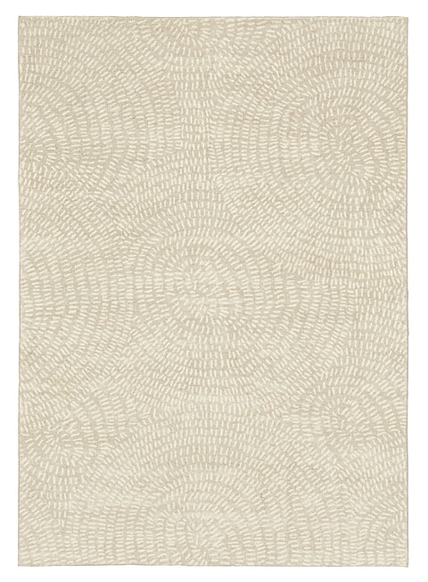 Sunita Grey Cream Circle Dot Pattern Washable Rug