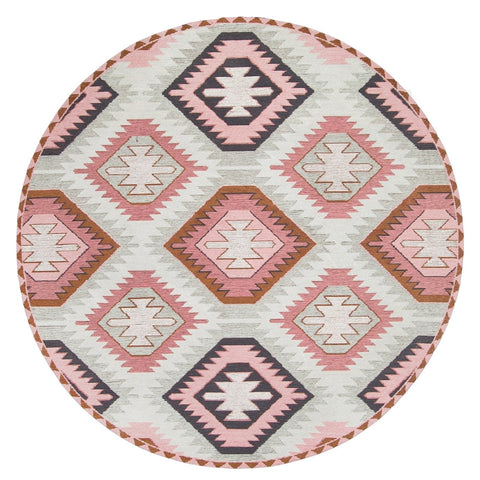 Suzie Pink and Green Round Rug *NO RETURNS UNLESS FAULTY