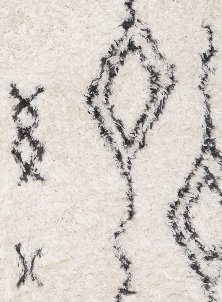 Tabitha Cream & Black Tribal Shag Rug