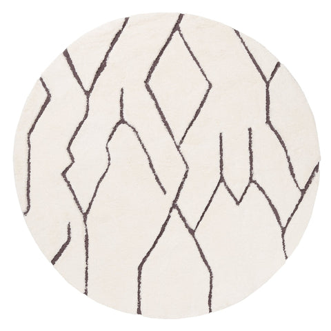 Tahlee Cream and Grey Tribal Round Shag Rug *NO RETURNS UNLESS FAULTY