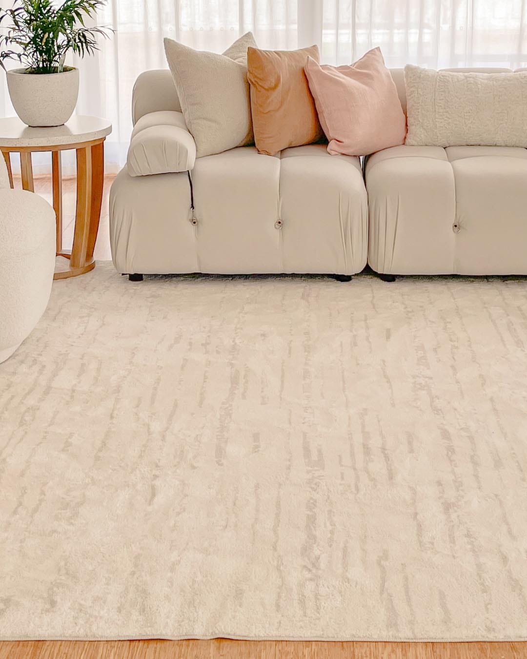 Tandara Grey and Cream Abstract Pattern Washable Rug