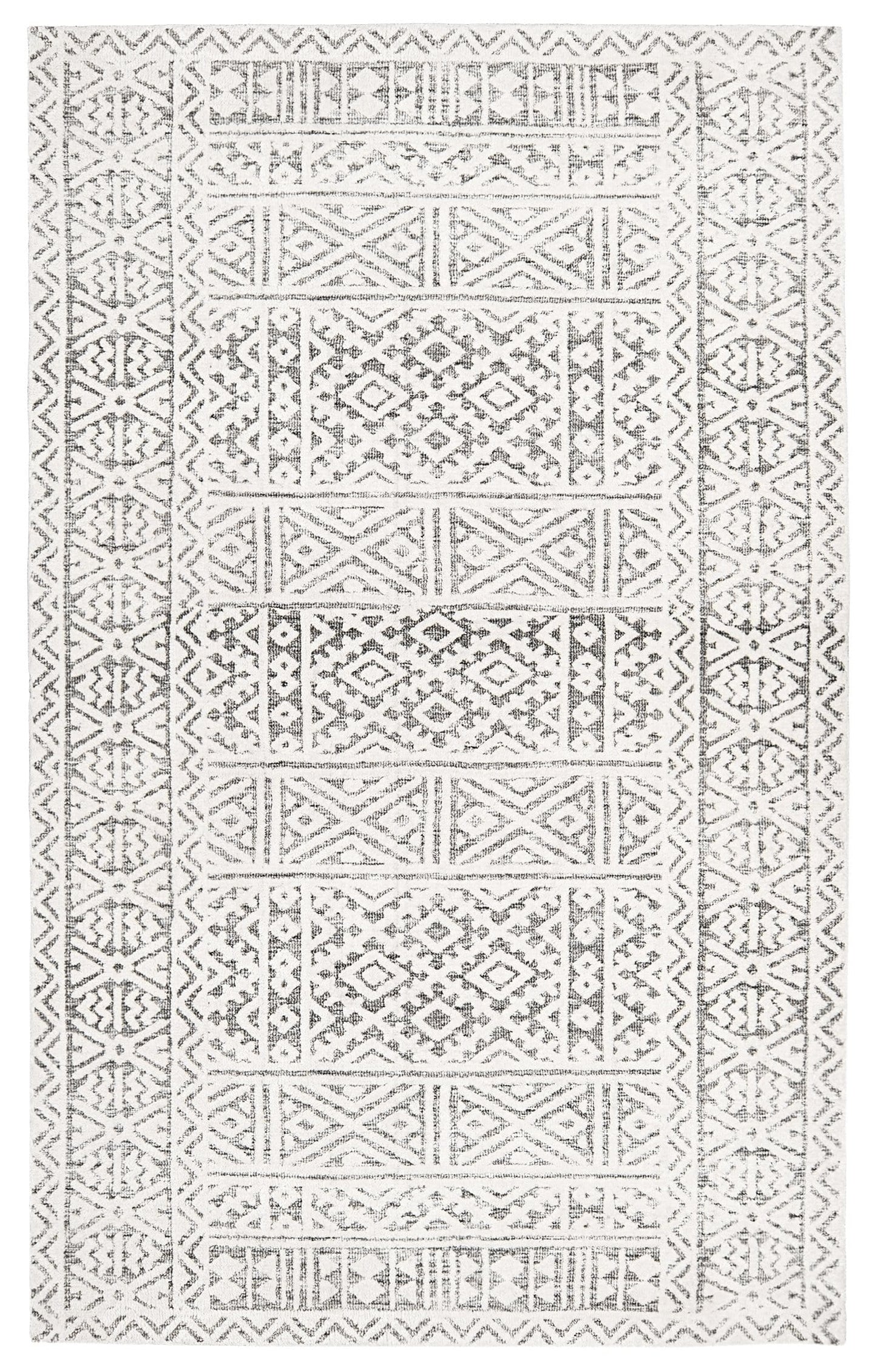 Tatiana Ivory and Grey Textured Tribal Rug