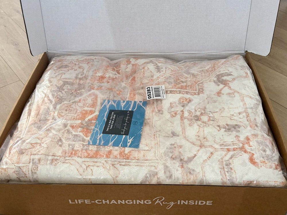 Theodora Orange and Beige Distressed Washable Rug