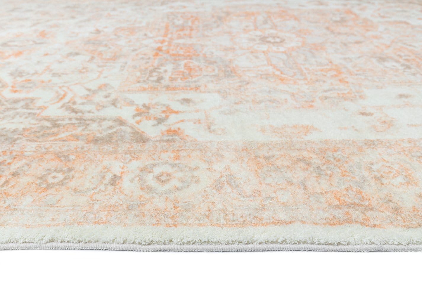 Theodora Orange and Beige Distressed Washable Rug