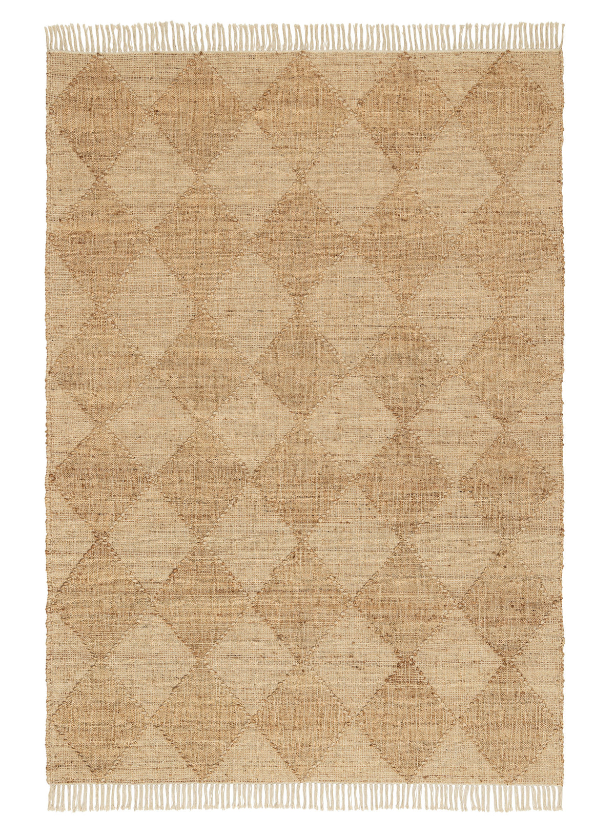Thylanne Natural Raised Diamond Jute Wool Rug