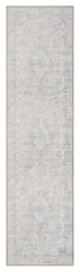 Tinka Beige and Grey Traditional Distressed Washable Runner Rug