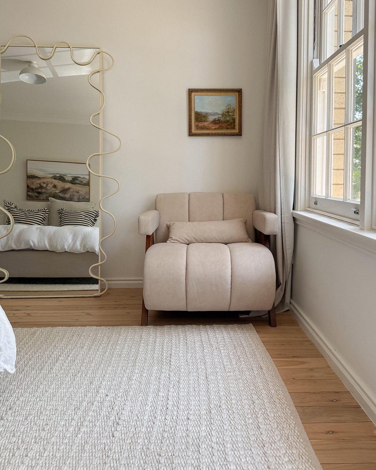 Tocarra Cream and Beige Chunky Wool Rug