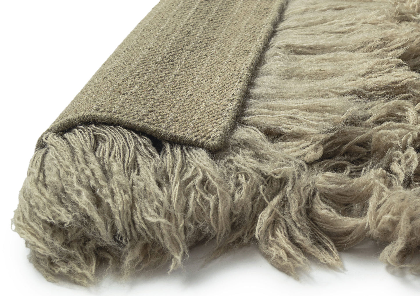 Varessa Green Deep Pile Wool Shag Rug