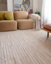 Veluz Cream Striped Washable Faux Fur Rug