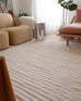 Veluz Cream Striped Washable Faux Fur Rug