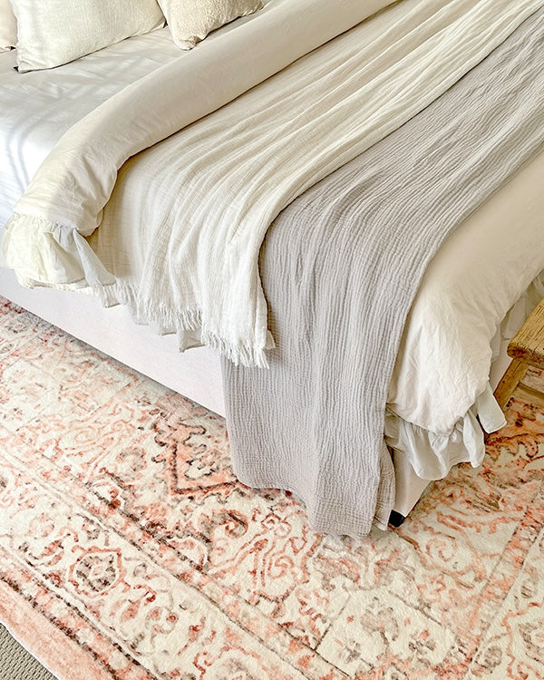 Veronique Peach and Brown Distressed Washable Rug