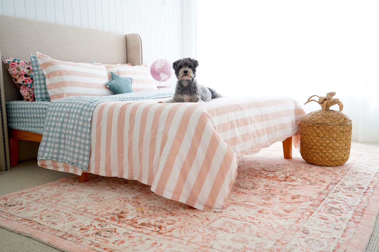 Veronique Peach and Brown Distressed Washable Rug