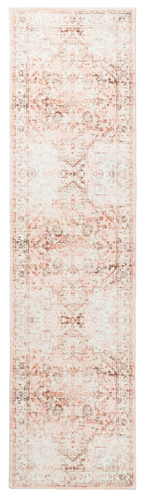 Veronique Peach and Brown Distressed Washable Runner Rug *NO RETURNS UNLESS FAULTY