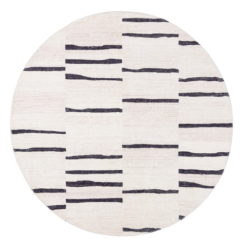 Vesper Black and Ivory Tribal Washable Round Rug