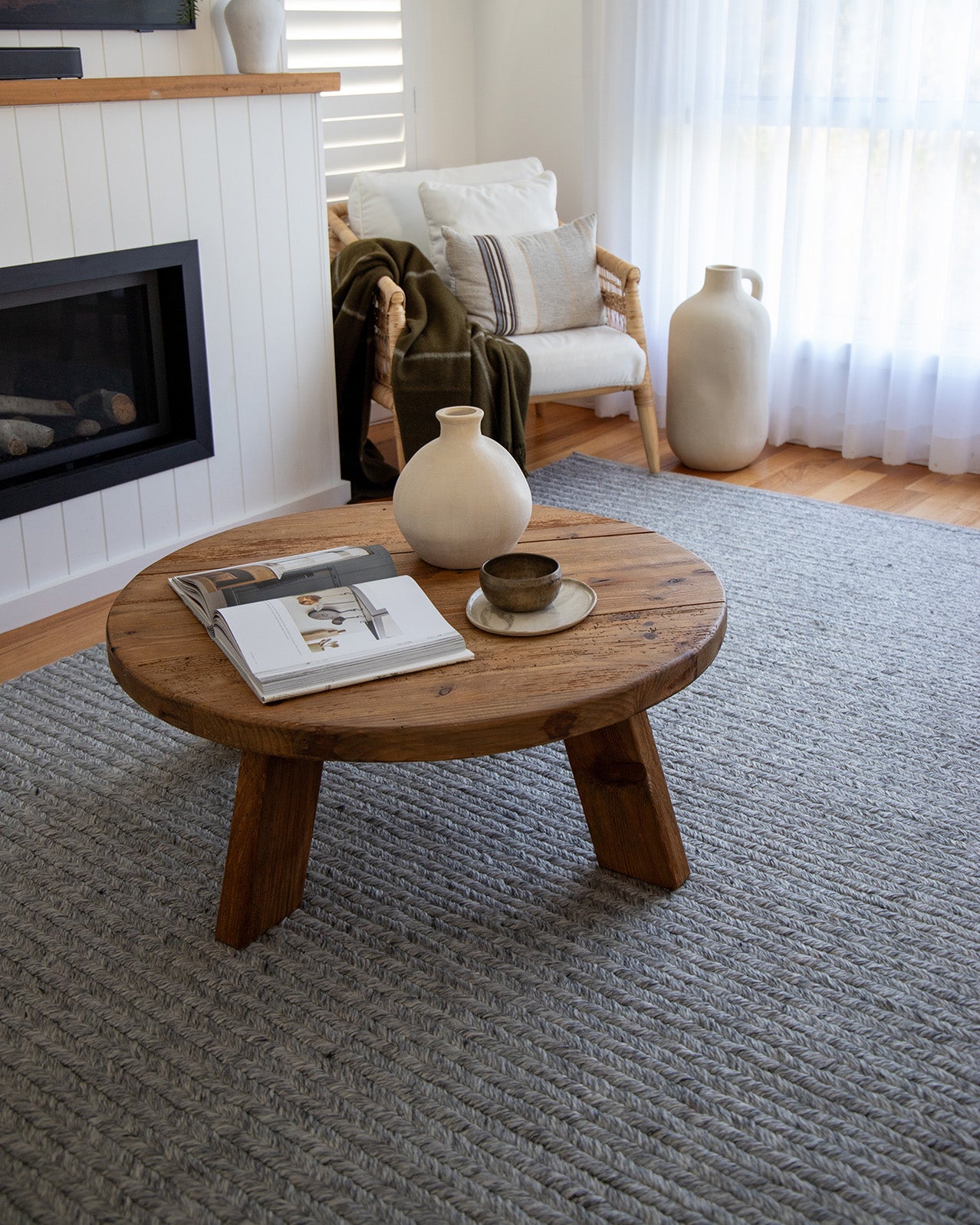 Vica Cream and Grey Braided Rug