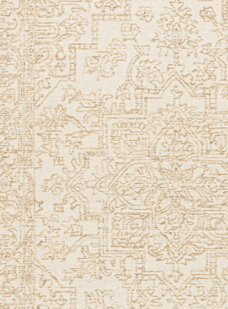 Waleska Ivory Taupe Medallion Tufted Wool Rug