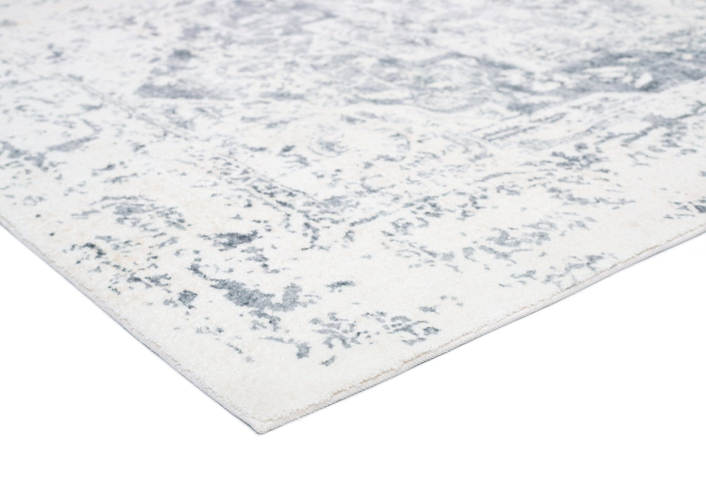 Yelina Cream and Grey Distressed Washable Rug