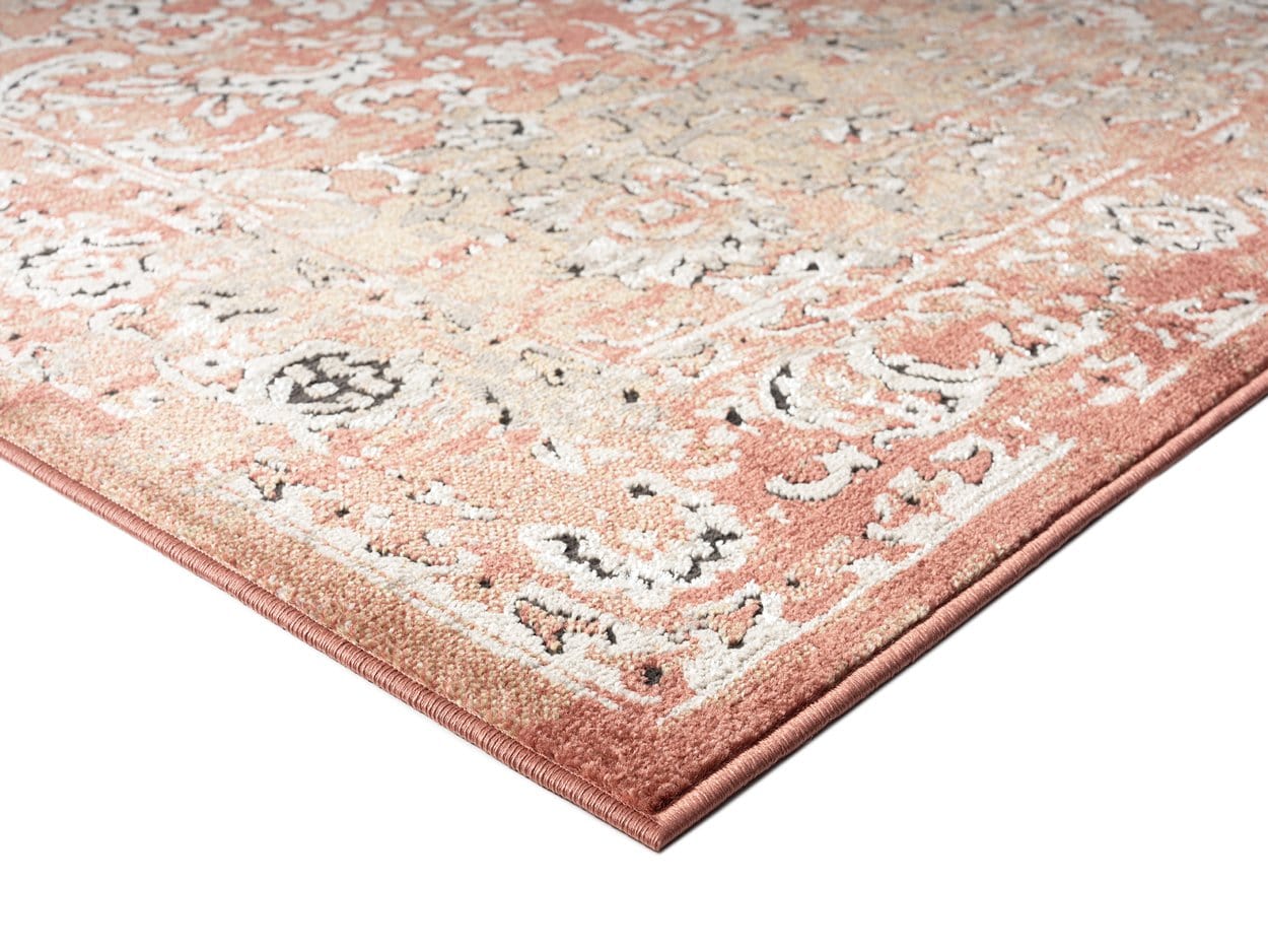 Yolanda Peach Terracotta Transitional Floral Motif Runner Rug