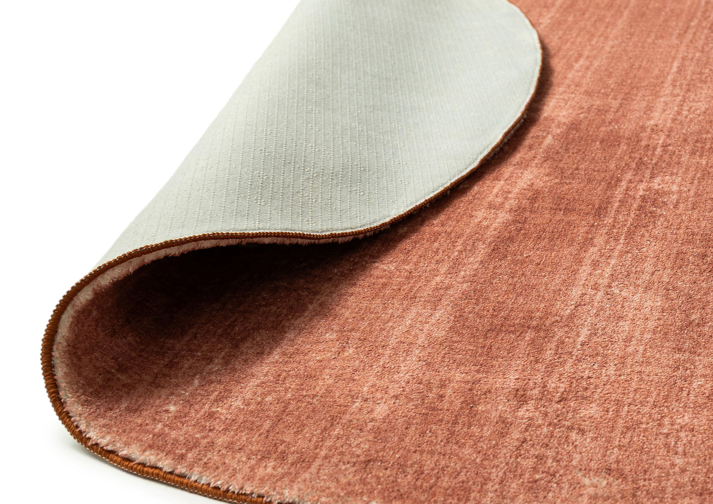 Yves Terracotta Sunset Minimal Washable Round Rug