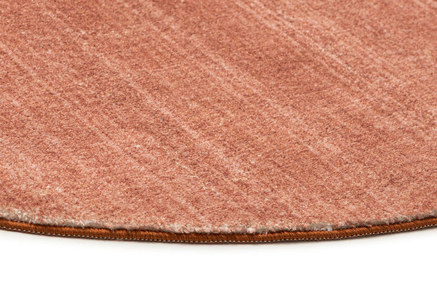 Yves Terracotta Sunset Minimal Washable Round Rug