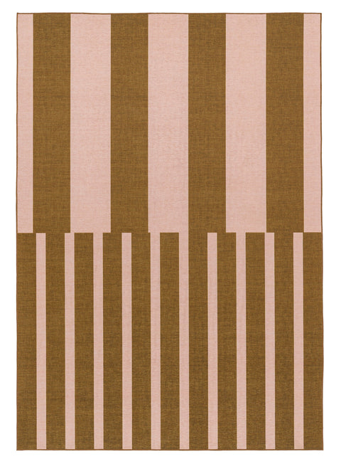 Zahra Taupe and Mocha Striped Indoor Outdoor Rug