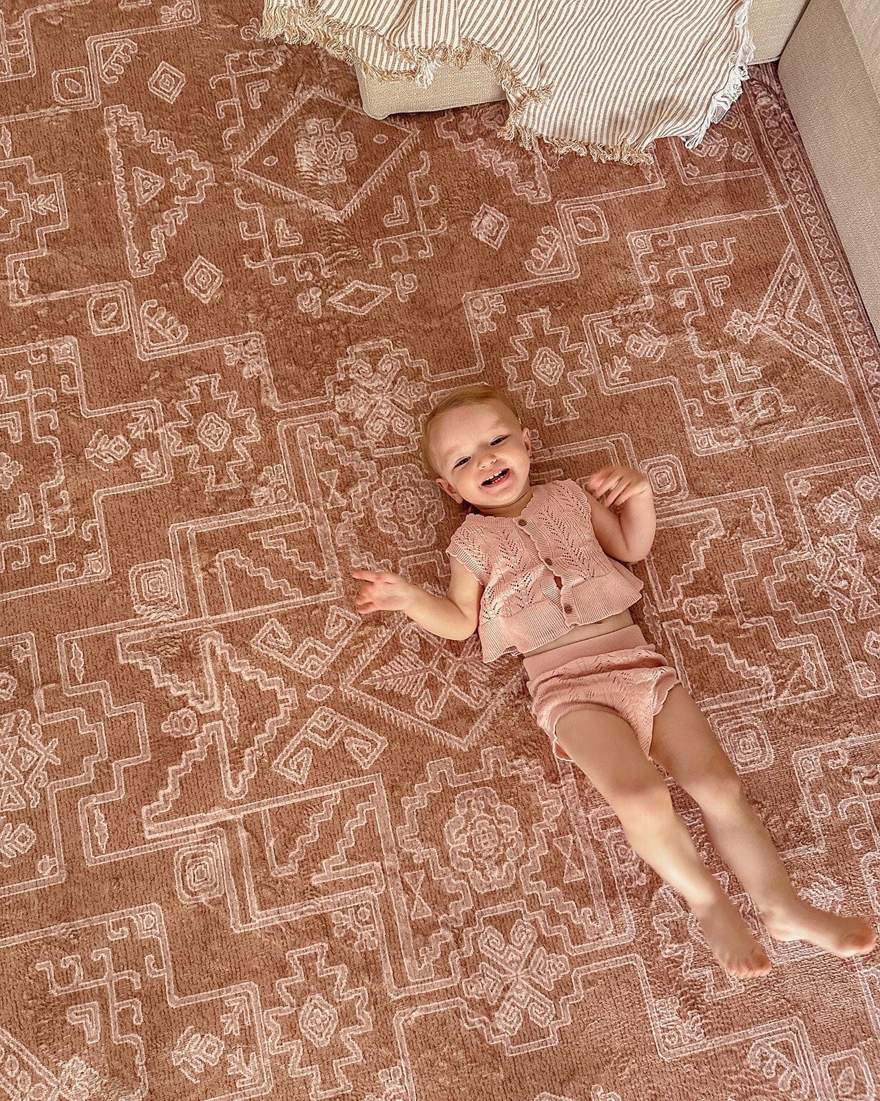 Zell Teracotta Brown Plush Rollie Pollie Playmat