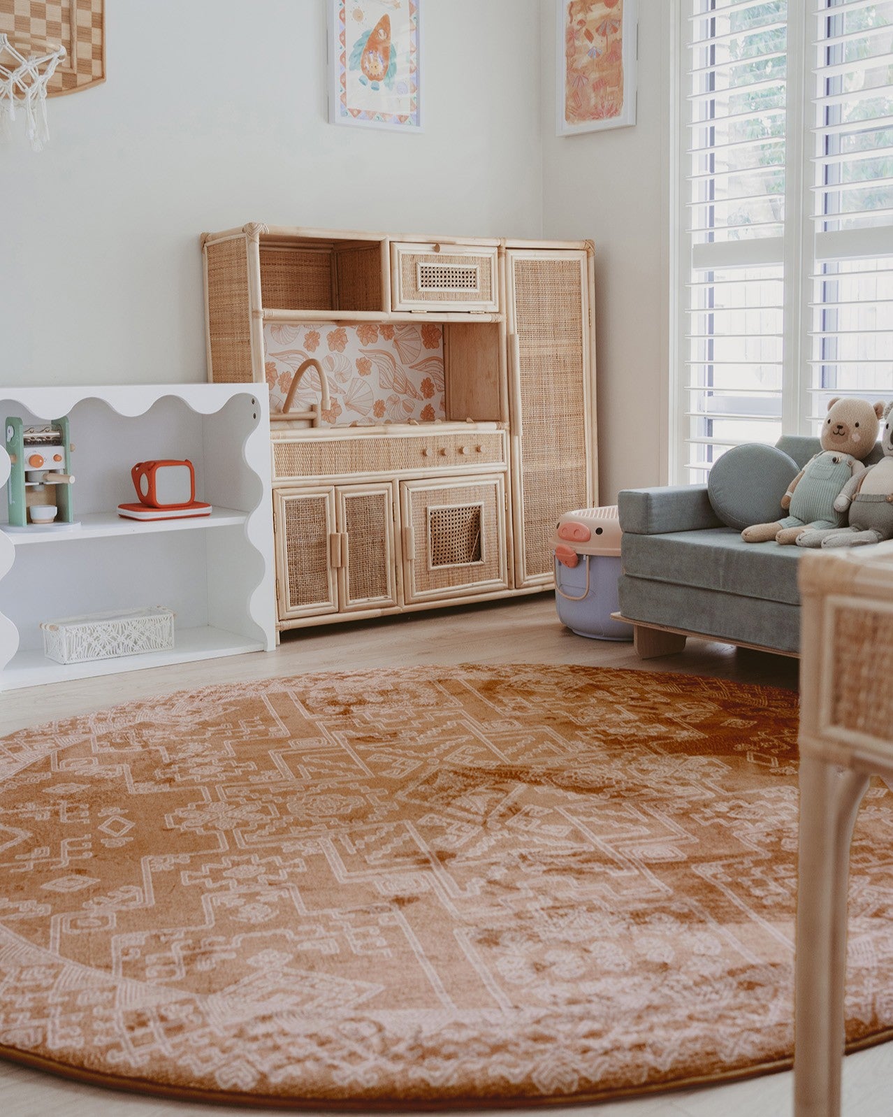 Zell Teracotta Brown Plush Rollie Pollie Round Playmat