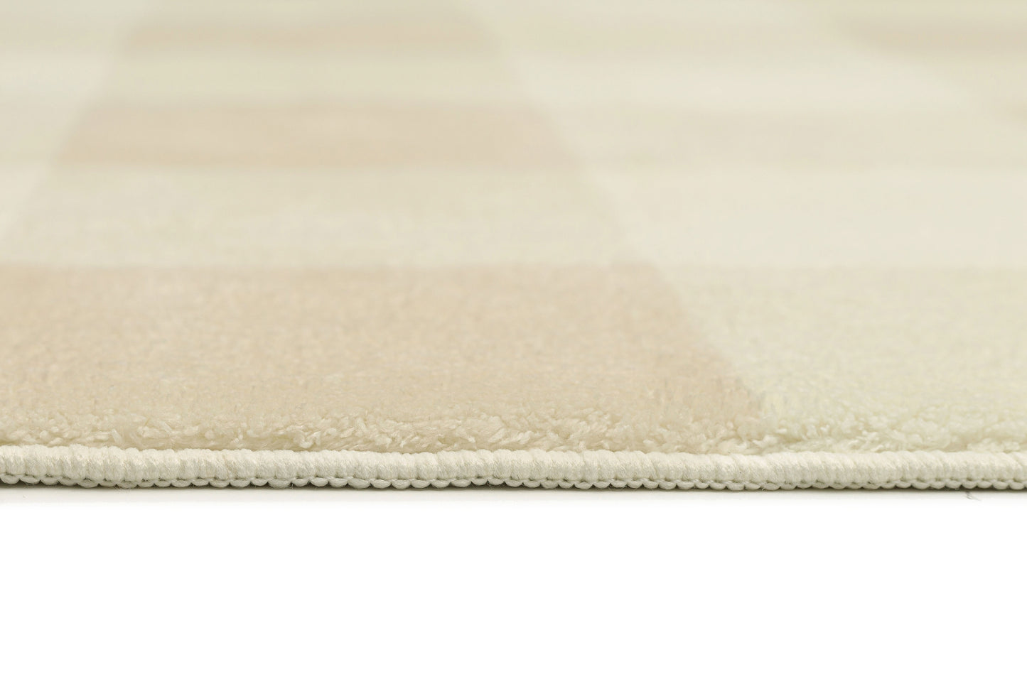 Zira Neutral Beige Gingham Washable Rug