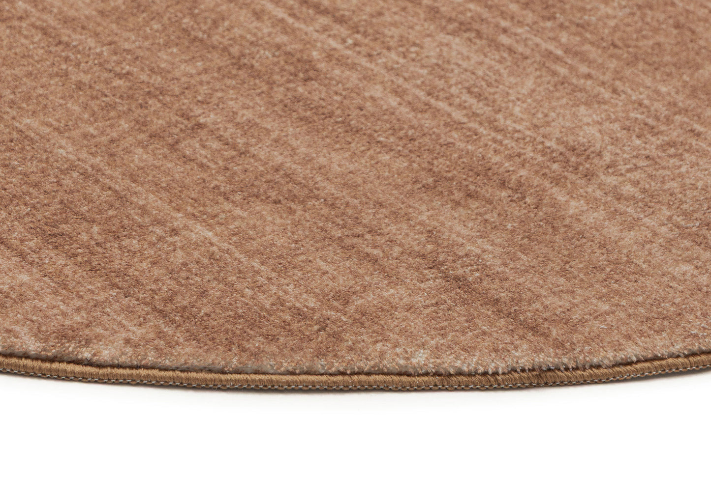 Zoey Brown Minimal Washable Round Rug
