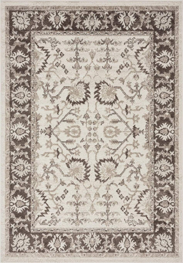 Elsa Cream and Brown Traditional Rug *NO RETURNS UNLESS FAULTY